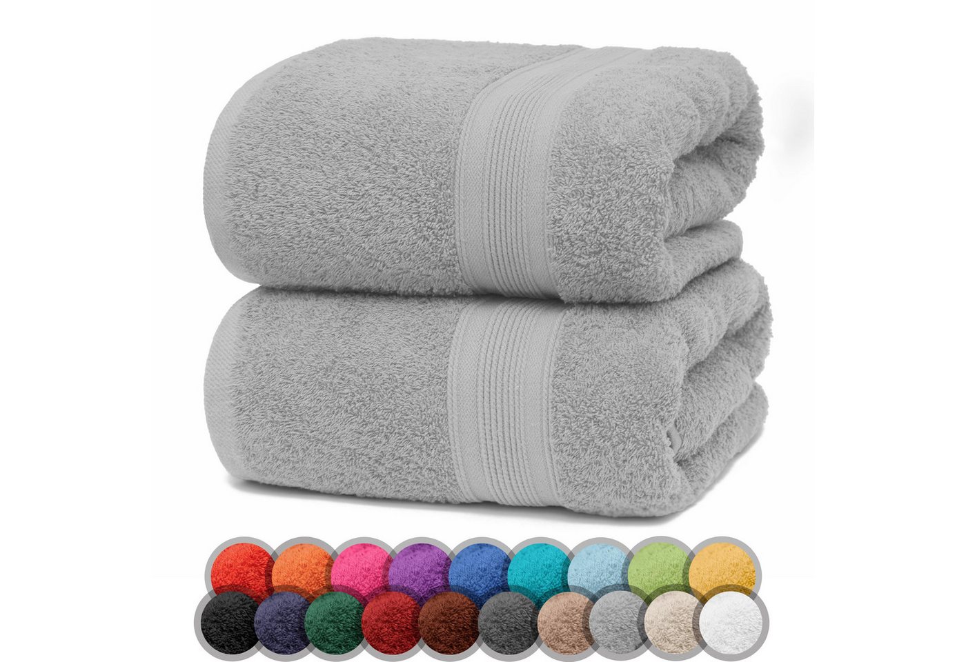 NatureMark Duschtücher Duschtuch 500gsm (2 PC PACK), Baumwolle (2-St), 2er Pack DUSCHTÜCHER Premium Qualität 70x140cm DUSCHTUCH Dusch-Handtuch Doppelpack Farbe: Silber grau von NatureMark