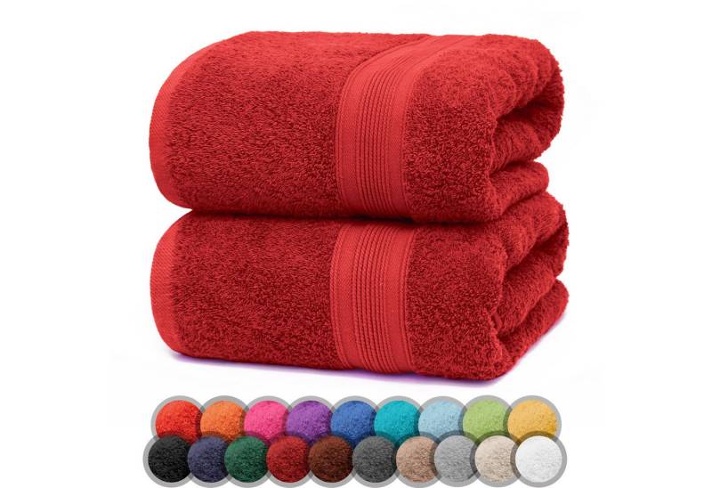 NatureMark Duschtücher 2er-Set Frottier Duschtücher 70x140cm, 100% Baumwolle (2-St), Premium Qualität, DUSCHTUCH, Dusch-Handtuch, 70x140cm, Rot von NatureMark