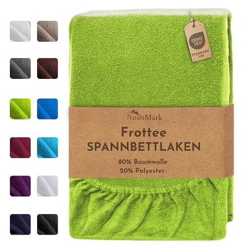 NatureMark FROTTEE Spannbettlaken, Spannbetttuch TOP Preis-Leistungs-Verhältnis in vielen Größen und Farben MARKENQUALITÄT (140x200-160x200 cm, Apfel grün) von NatureMark