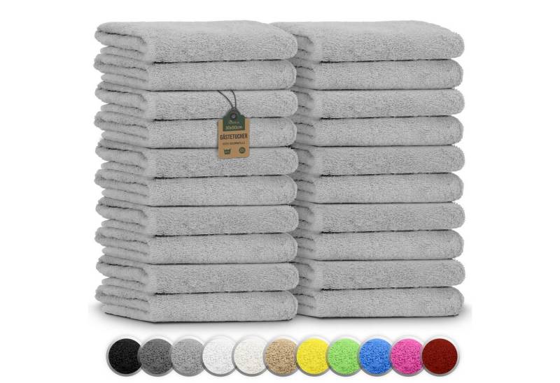 NatureMark Gästehandtuch 20er-Sparpack Frottier Gästetücher 30x50cm, 100% Baumwolle (20-St), Gästehandtuch 30x50cm Silber grau von NatureMark