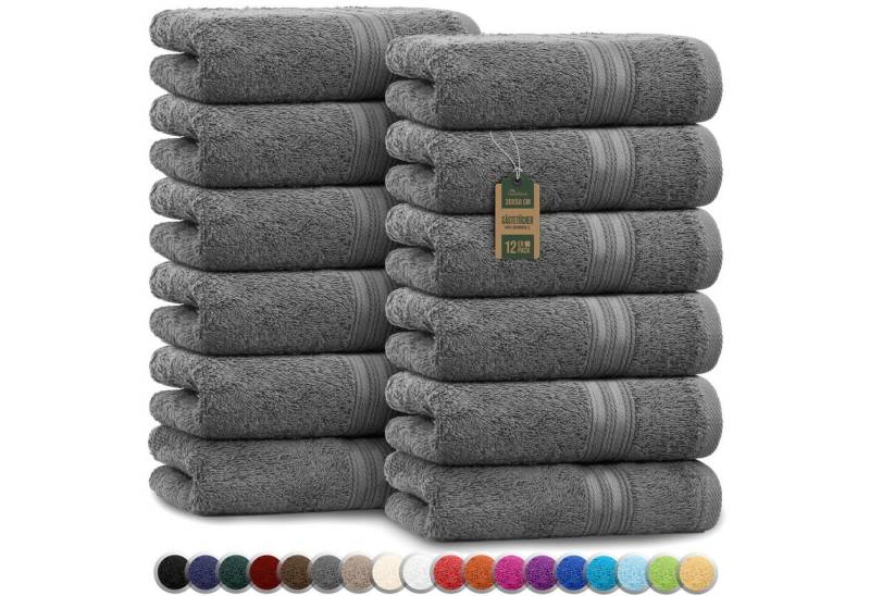NatureMark Gästehandtuch Gästetuch 500gsm, 100% Baumwolle (12-St), Gästehandtuch Premium Qualität, 30x50cm, Anthrazit grau von NatureMark