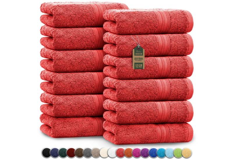 NatureMark Gästehandtuch Gästetuch 500gsm, 100% Baumwolle (12-St), Gästehandtuch Premium Qualität, 30x50cm, Rot von NatureMark
