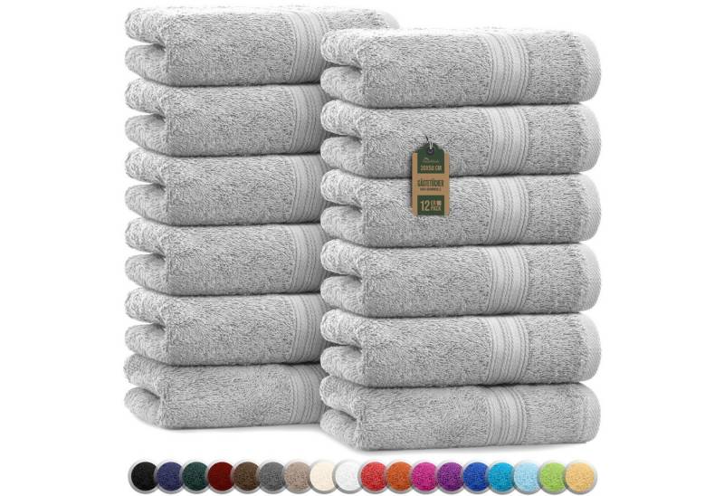 NatureMark Gästehandtuch Gästetuch 500gsm, 100% Baumwolle (12-St), Gästehandtuch Premium Qualität, 30x50cm, Silber grau von NatureMark