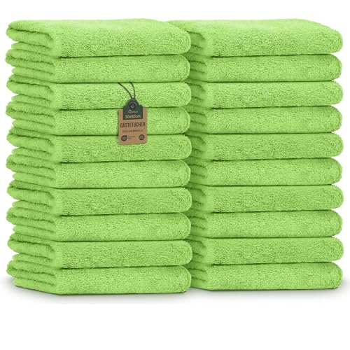 NatureMark Gästetücher – 20er Pack (30x50 cm), 100% Baumwolle, Oeko-TEX Zertifiziert, weich, saugfähig und pflegeleicht – Für Bad, Gäste & Spa – Apfel grün von NatureMark