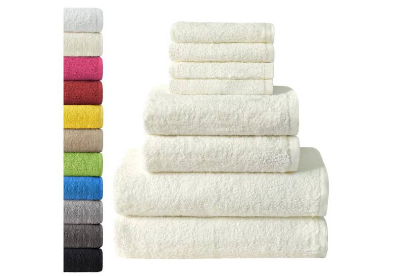 NatureMark Handtuch Set 8 tlg. Frottier Handtuch-Set, 100% Baumwolle (8-St), 4X Gästetücher, 2X Handtücher, 2X Duschtücher, Naturweiß von NatureMark