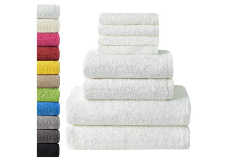 NatureMark Handtuch Set 8 tlg. Frottier Handtuch-Set, 100% Baumwolle (8-St), 4X Gästetücher, 2X Handtücher, 2X Duschtücher, Weiß von NatureMark