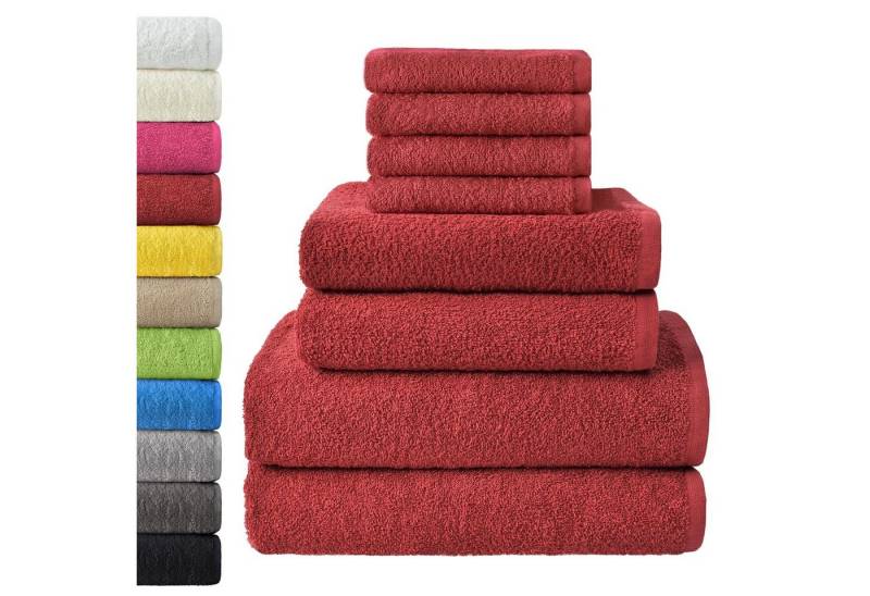 NatureMark Handtuch Set 8er Frottier Handtuch Set, 100% Baumwolle (8-St), 4X Gästetücher, 2X Handtücher, 2X Duschtücher, Bordeaux rot von NatureMark