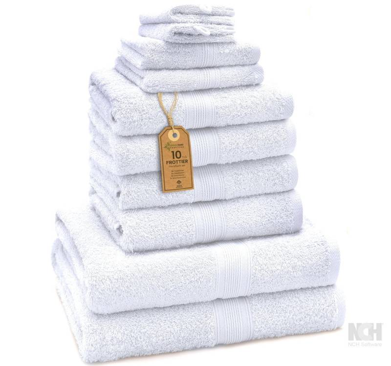NatureMark Handtuch Set 10 tlg. Frottier Handtuch-Set, 100% Baumwolle (10-St), 4X Handtücher, 2X Duschtücher, 2X Gästetücher, 2X Waschhandschuhe von NatureMark