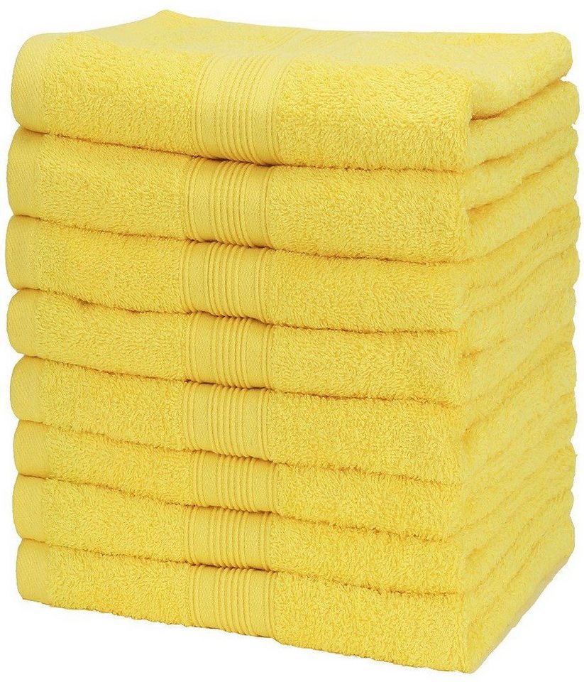 NatureMark Handtücher Handtuch 500gsm (8er-Set), 100% Baumwolle (8-St), 8X Frottier Handtücher mit Aufhänger, 50 x 100cm, Gelb von NatureMark