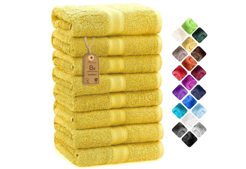 NatureMark Handtücher 8er-Set Frottier Handtücher 50x100cm, 100% Baumwolle (8-St), 8X Frottier Handtücher mit Aufhänger, 50 x 100cm, Gelb von NatureMark
