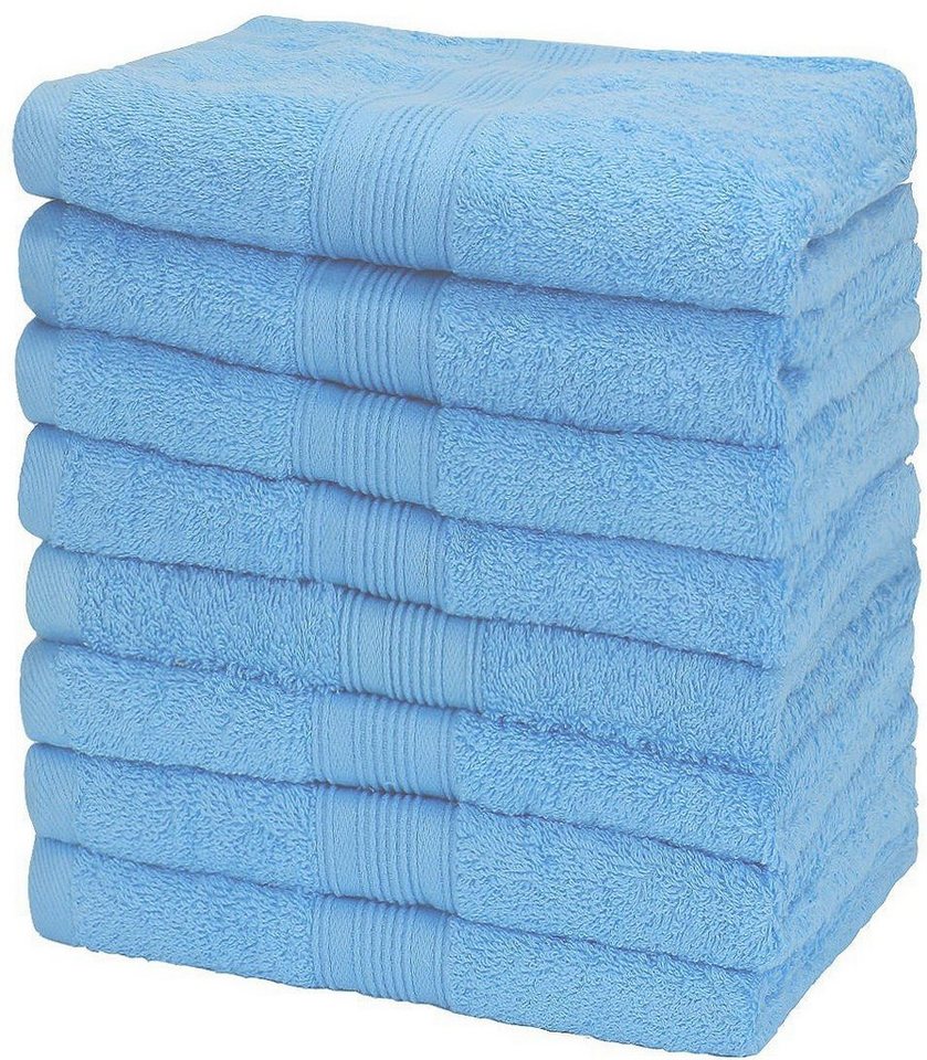 NatureMark Handtücher Handtuch 500gsm (8er-Set), 100% Baumwolle (8-St), 8X Frottier Handtücher mit Aufhänger, 50 x 100cm, Hell blau von NatureMark