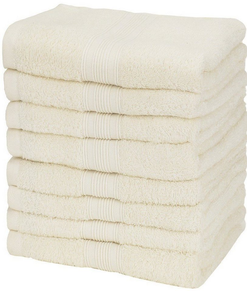 NatureMark Handtücher Handtuch 500gsm (8er-Set), 100% Baumwolle (8-St), 8X Frottier Handtücher mit Aufhänger, 50 x 100cm, Naturweiß von NatureMark