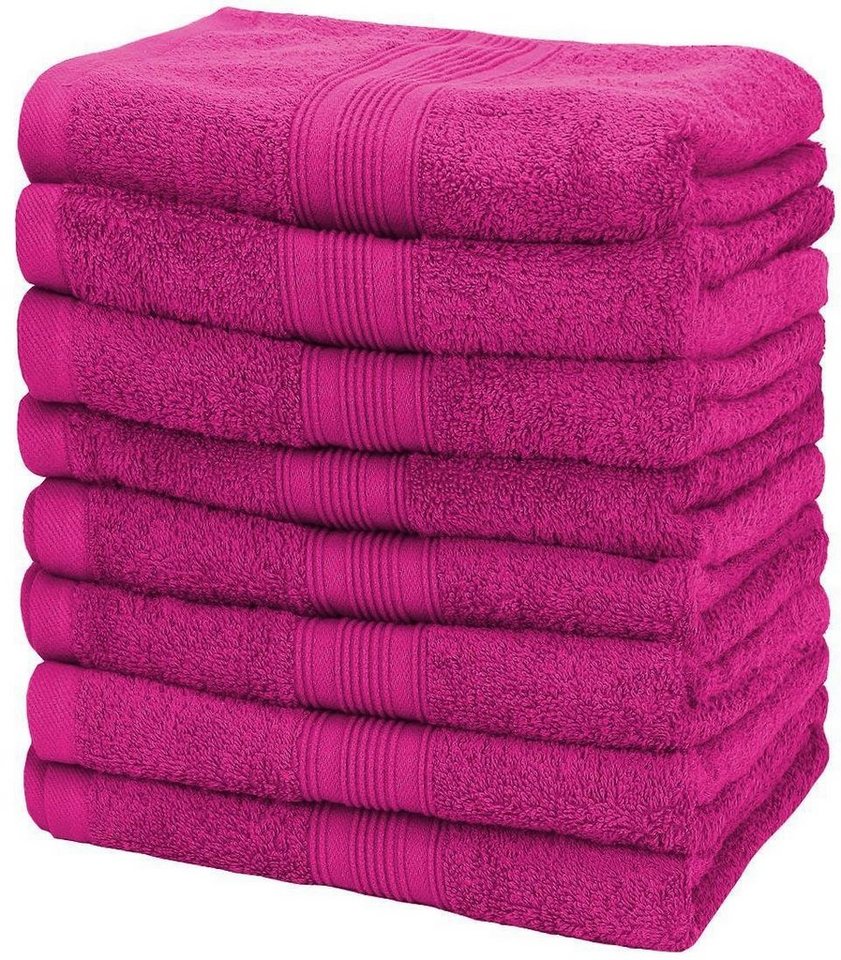 NatureMark Handtücher Handtuch 500gsm (8er-Set), 100% Baumwolle (8-St), 8X Frottier Handtücher mit Aufhänger, 50 x 100cm, Pink von NatureMark