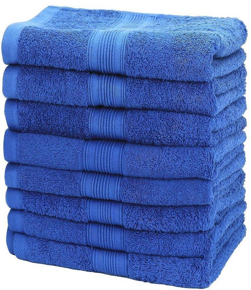 NatureMark Handtücher Handtuch 500gsm (8er-Set), 100% Baumwolle (8-St), 8X Frottier Handtücher mit Aufhänger, 50 x 100cm, Royal blau von NatureMark