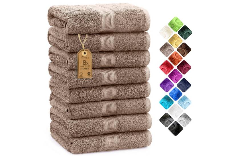 NatureMark Handtücher Handtuch 500gsm (8er-Set), 100% Baumwolle (8-St), 8X Frottier Handtücher mit Aufhänger, 50 x 100cm, Sand von NatureMark