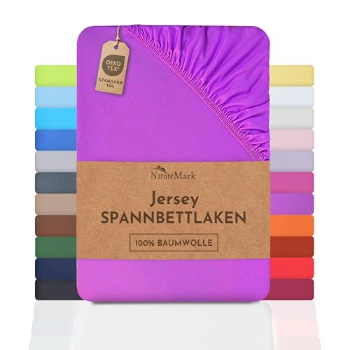 NatureMark Jersey Spannbettlaken, Spannbetttuch 100% Baumwolle in vielen Größen und Farben MARKENQUALITÄT ÖKOTEX Standard 100 | 120x200 cm - lila NatureMark Jersey Spannbettlaken, Spannbetttuch 100% Baumwolle in vielen Größen und Farben MARKENQUALITÄT ÖKOTEX Standard 100 | 120x200 cm - lila von NatureMark