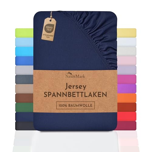 NatureMark Jersey Spannbettlaken, Spannbetttuch 100% Baumwolle in vielen Größen und Farben MARKENQUALITÄT ÖKOTEX Standard 100 | 140 x 200 cm - 160 x 200 cm - Navy blau NatureMark Jersey Spannbettlaken, Spannbetttuch 100% Baumwolle in vielen Größen und Farben MARKENQUALITÄT ÖKOTEX Standard 100 | 140 x 200 cm - 160 x 200 cm - Navy blau von NatureMark