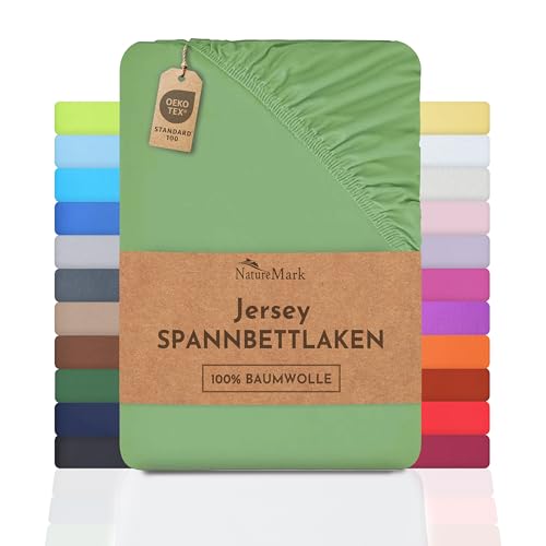 NatureMark Jersey Spannbettlaken, Spannbetttuch 100% Baumwolle in vielen Größen und Farben MARKENQUALITÄT ÖKOTEX Standard 100 | 200x220 cm +40 cm Steg - Jade NatureMark Jersey Spannbettlaken, Spannbetttuch 100% Baumwolle in vielen Größen und Farben MARKENQUALITÄT ÖKOTEX Standard 100 | 200x220 cm +40 cm Steg - Jade von NatureMark