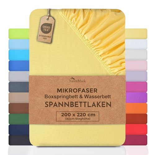 NatureMark Microfaser Boxspringbett & Wasserbett Spannbettlaken 200 x 220 cm - 40 cm Steghöhe - 200x220cm Spannbetttuch - 100% Polyester, Gelb NatureMark Microfaser Boxspringbett & Wasserbett Spannbettlaken 200 x 220 cm - 40 cm Steghöhe - 200x220cm Spannbetttuch - 100% Polyester, Gelb von NatureMark