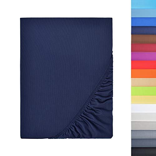 NatureMark - Mikrofaser SPANNBETTLAKEN zum Sparpreis! viele Größen und Farben Markenware (140x200-160x200 cm, Navy blau) von NatureMark