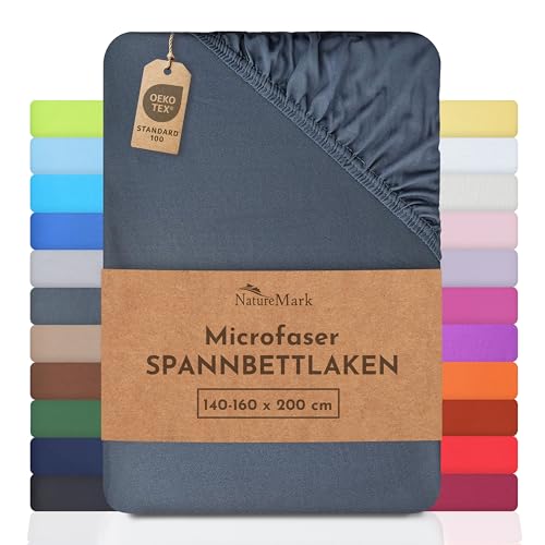 NatureMark Mikrofaser SPANNBETTLAKEN zum Sparpreis! viele Größen und Farben Markenware (Bettlaken 140x200-160x200 cm, anthrazit grau) von NatureMark