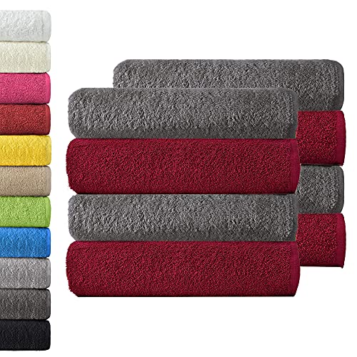 NatureMark NM-HT0701 8-er Spar-Pack Frottier Handtücher, 50 x 100 cm, 100% Baumwolle (Bordeaux/Anthrazit) … von NatureMark