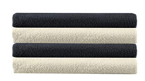NatureMark NM-HT0721 4-er Spar-Pack Frottier Duschtücher, 70 x 140 cm, 100% Baumwolle (Schwarz/Natur) von NatureMark