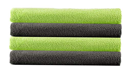 NatureMark NM-HT0725 4-er Spar-Pack Frottier Duschtücher, 70 x 140 cm, 100% Baumwolle, Anthrazit/Apfel NatureMark NM-HT0725 4-er Spar-Pack Frottier Duschtücher, 70 x 140 cm, 100% Baumwolle, Anthrazit/Apfel von NatureMark