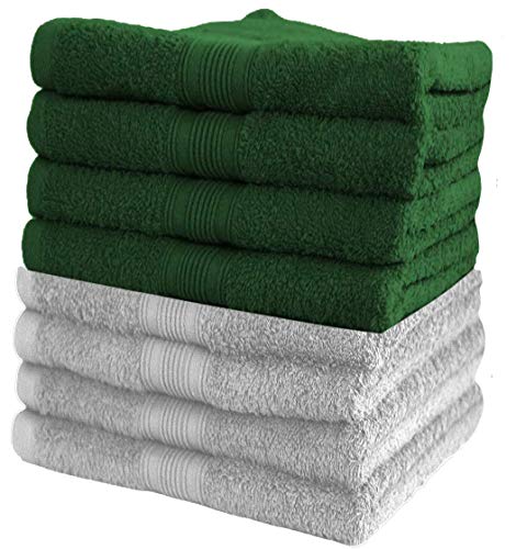NatureMark NM-HT0842 Frottier Handtücher, 8-er Pack, 50 x 100 cm, 100% Baumwolle (Anthrazit/Apfelgrün) von NatureMark