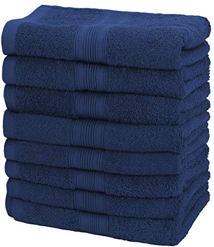 NatureMark 8er Pack Frottier Handtücher 50x100cm, 100% Baumwolle, Navyblau, 50 x 100 cm von NatureMark