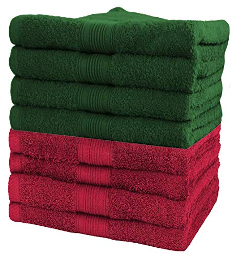 NatureMark NM-HT0860 Frottier Handtücher, 8-er Pack, 50 x 100 cm, 100% Baumwolle (Bordeaux/Dunkelgrün) von NatureMark