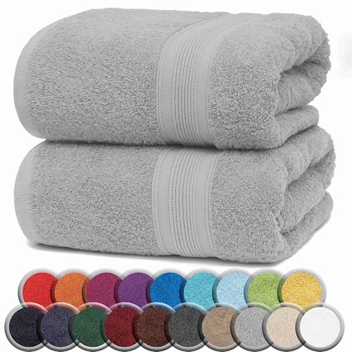 NatureMark Premium Badetücher/Duschtücher aus 100% Baumwolle, weich, langlebig, mit Aufhängeschlaufe – 2er Pack, 100x150 cm, Silber Grau NatureMark Premium Badetücher/Duschtücher aus 100% Baumwolle, weich, langlebig, mit Aufhängeschlaufe – 2er Pack, 100x150 cm, Silber Grau von NatureMark