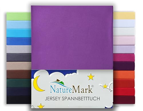 NatureMark Premium WASSERBETTEN & BOXSPRINGBETTEN Spannbettlaken Jersey 200x220cm +40cm Steghöhe Größe 180x200-200x220 cm, Farbe: Lila/Pflaume von NatureMark