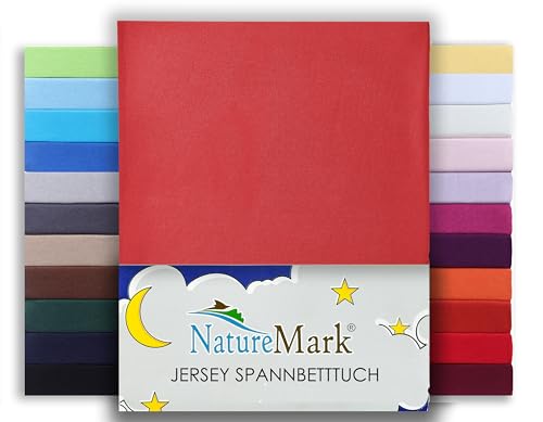 NatureMark Premium WASSERBETTEN & BOXSPRINGBETTEN Spannbettlaken Jersey 200x220cm +40cm Steghöhe Größe 180x200-200x220 cm, Farbe: Rot von NatureMark