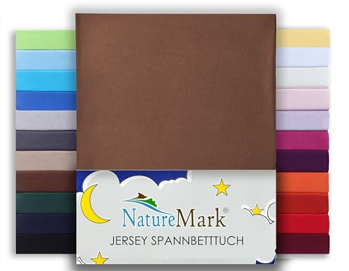 NatureMark Premium WASSERBETTEN & BOXSPRINGBETTEN Spannbettlaken Jersey 200x220cm +40cm Steghöhe Größe 180x200-200x220 cm, Farbe: Schoko Braun von NatureMark