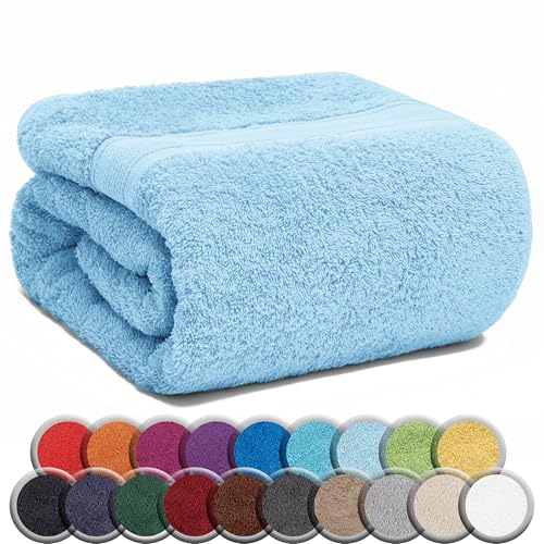 NatureMark SAUNATUCH/Badetuch – Premium Qualität 80x200cm – Sauna-Handtuch 100% Baumwolle – Farbe: Hell Blau von NatureMark