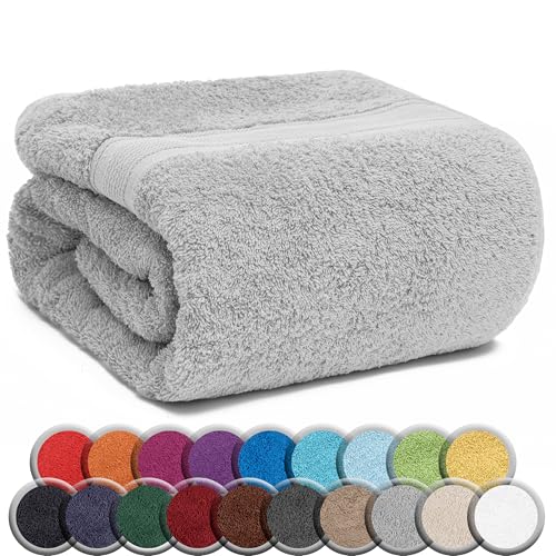 NatureMark 1er Pack Saunatuch 80 x 200 cm aus Reiner Baumwolle luxuriöse Tücher für Damen und Herren Wellnesstuch von extremer Weichheit und Langlebigkeit Farbe: Silber grau von NatureMark