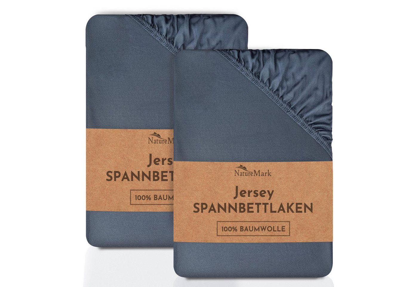 NatureMark Spannbettlaken 2er-Set Jersey Spannbetttuch 100% Baumwolle, 100% Baumwolle, Gummizug: rundum, (2 Stück), Anthrazit von NatureMark
