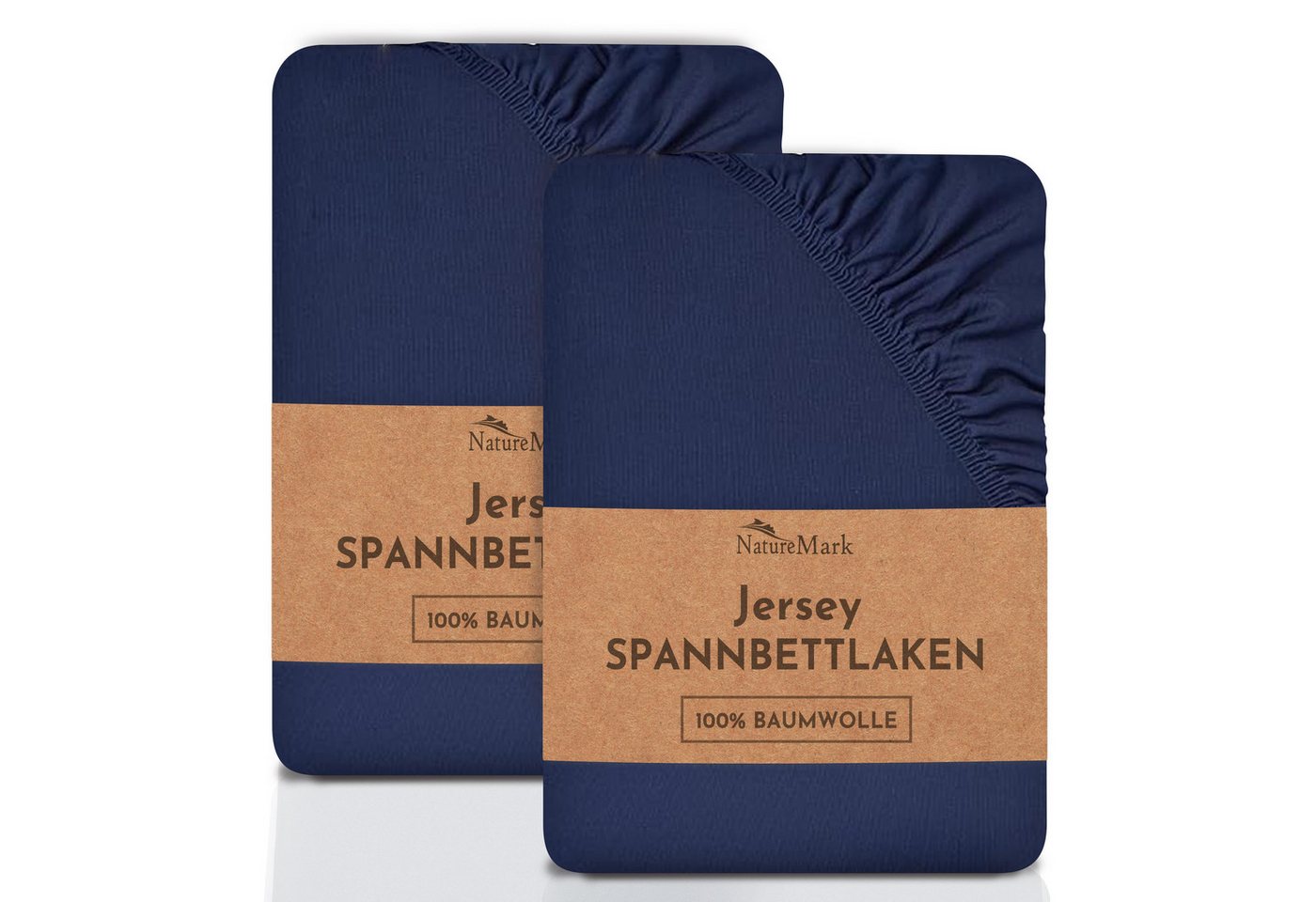 NatureMark Spannbettlaken 2er-Set Jersey Spannbetttuch 100% Baumwolle, 100% Baumwolle, Gummizug: rundum, (2 Stück), blau von NatureMark