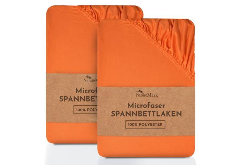 NatureMark Spannbettlaken 2er-Set Mikrofaser Spannbetttuch, Polyester, Gummizug: rundum, (2 Stück), Terrakotta) von NatureMark