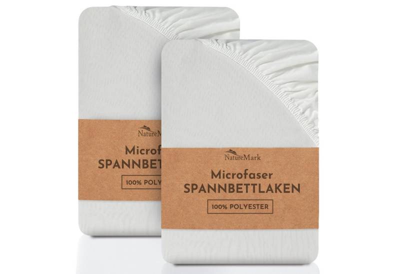NatureMark Spannbettlaken 2er-Set Mikrofaser Spannbetttuch, Polyester, Gummizug: rundum, (2 Stück), Naturweiß) von NatureMark