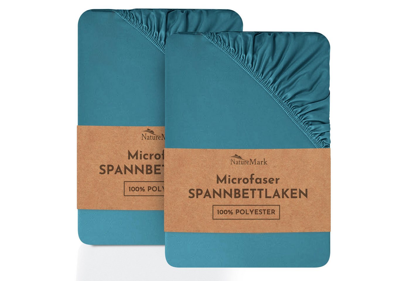 NatureMark Spannbettlaken 2er-Set Mikrofaser Spannbetttuch, Polyester, Gummizug: rundum, (2 Stück), Petrol) von NatureMark