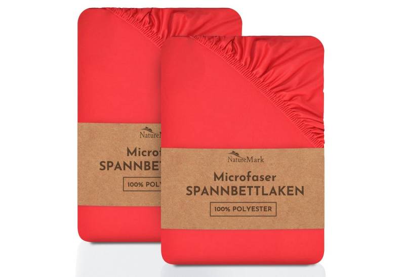 NatureMark Spannbettlaken 2er-Set Mikrofaser Spannbetttuch, Polyester, Gummizug: rundum, (2 Stück), Rot) von NatureMark