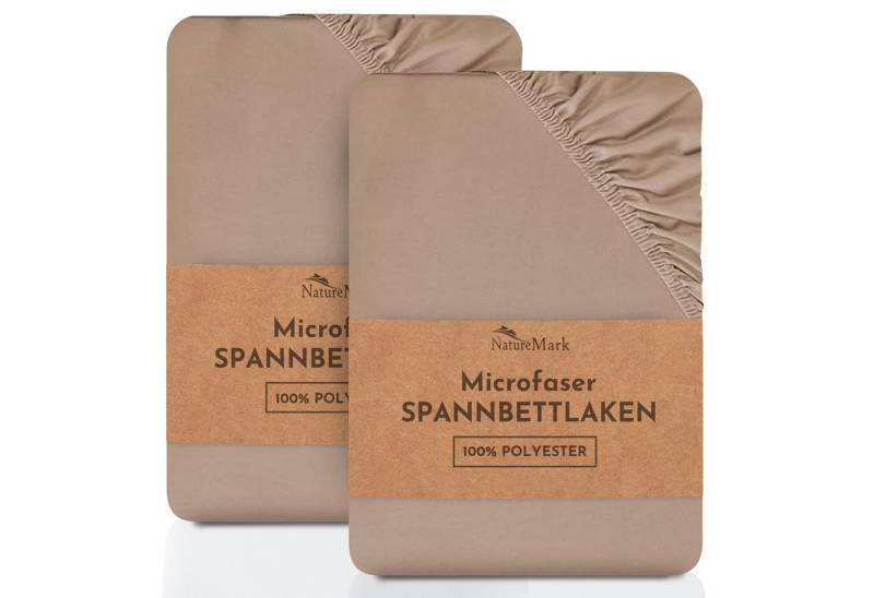 NatureMark Spannbettlaken 2er-Set Mikrofaser Spannbetttuch, Polyester, Gummizug: rundum, (2 Stück), Sand) von NatureMark