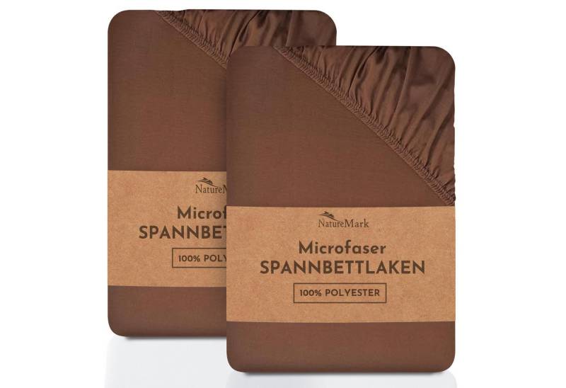 NatureMark Spannbettlaken 2er-Set Mikrofaser Spannbetttuch, Polyester, Gummizug: rundum, (2 Stück), Schokobraun) von NatureMark