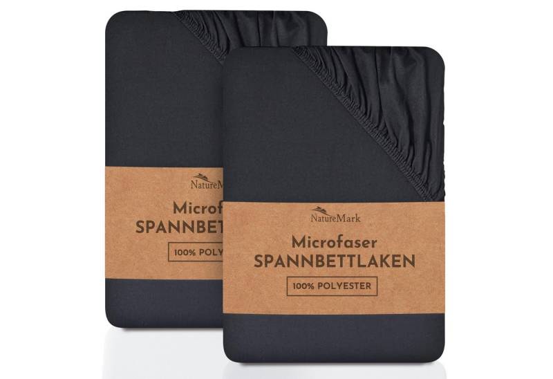 NatureMark Spannbettlaken 2er-Set Mikrofaser Spannbetttuch, Polyester, Gummizug: rundum, (2 Stück), Schwarz) von NatureMark