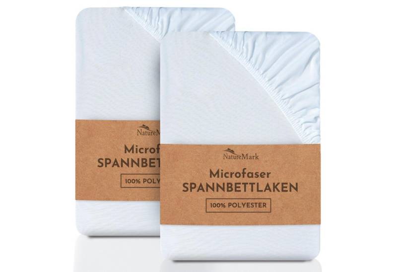 NatureMark Spannbettlaken 2er-Set Mikrofaser Spannbetttuch, Polyester, Gummizug: rundum, (2 Stück), Weiß) von NatureMark