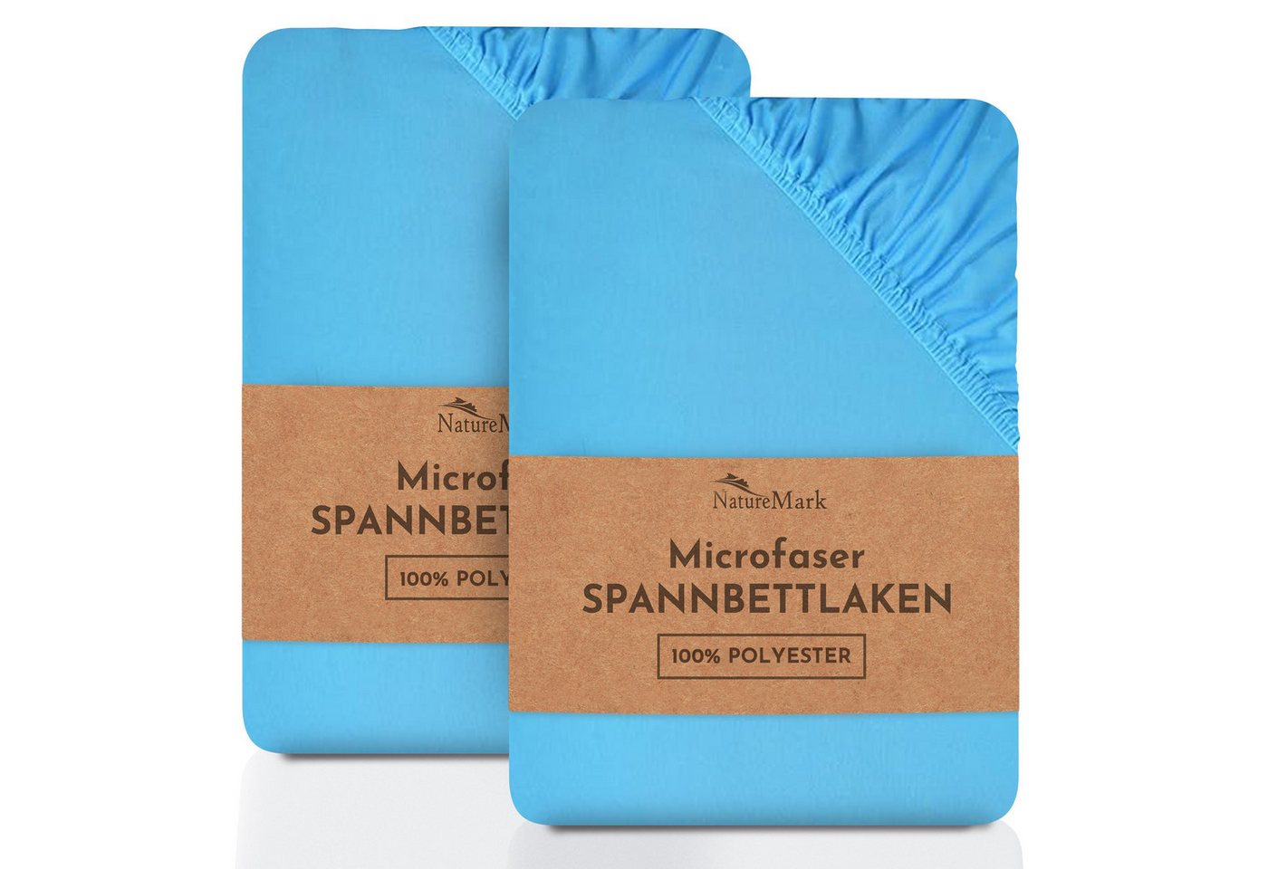 NatureMark Spannbettlaken 2er-Set Mikrofaser Spannbetttuch, Polyester, Gummizug: rundum, (2 Stück), Türkis) von NatureMark