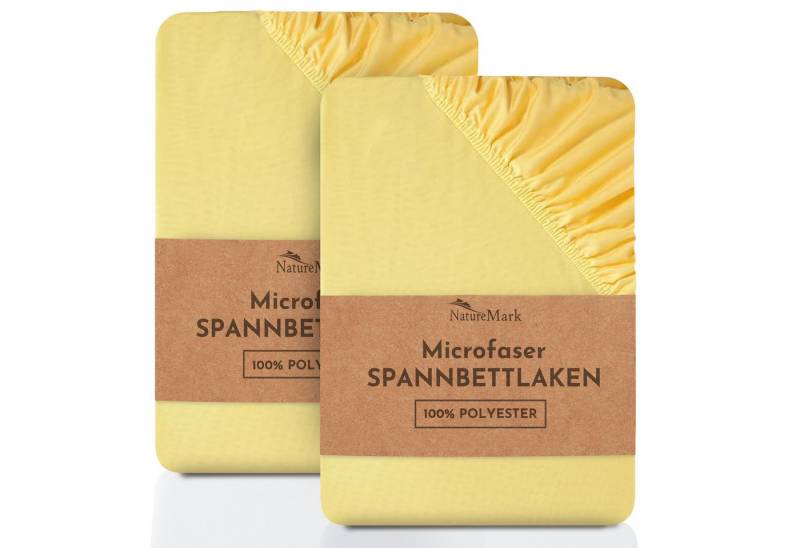 NatureMark Spannbettlaken 2er-Set Mikrofaser Spannbetttuch, Polyester, Gummizug: rundum, (2 Stück), Gelb) von NatureMark