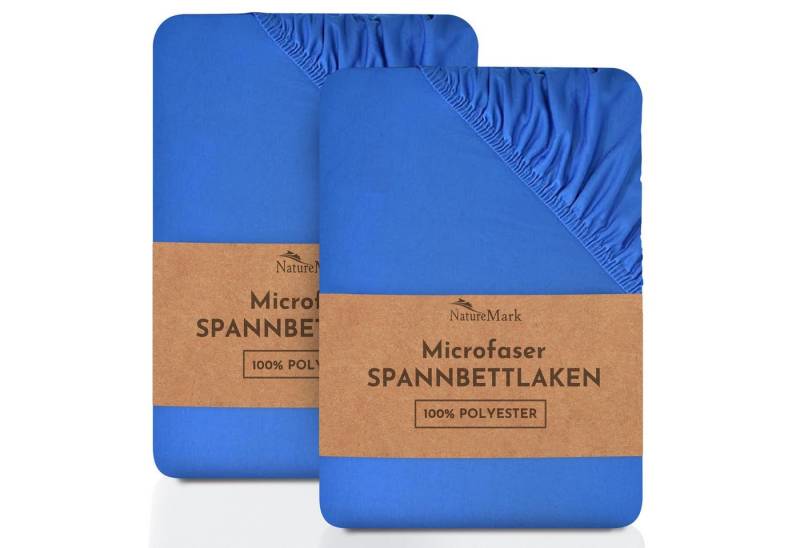 NatureMark Spannbettlaken 2er-Set Mikrofaser Spannbetttuch, Polyester, Gummizug: rundum, (2 Stück), blau) von NatureMark